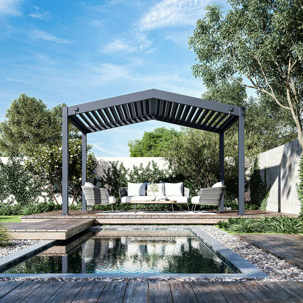 Pergola à double pente 3x4 m - Anthracite