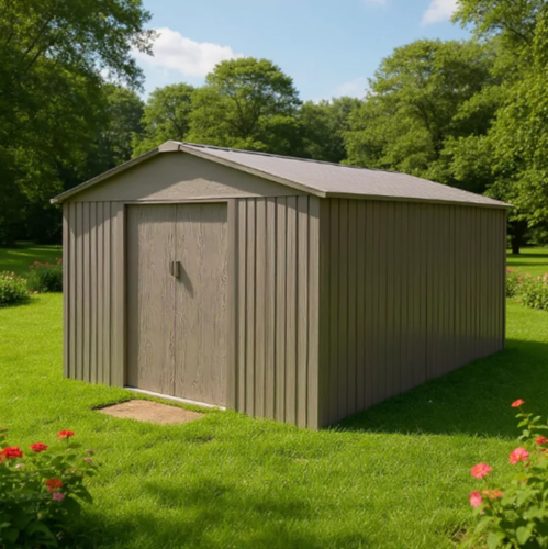 Abri de jardin en métal - BOIS VIEILLI - 9,7 m²