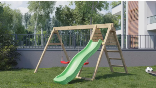 Portique & toboggan Azalée – 1 toboggan + 2 balançoires