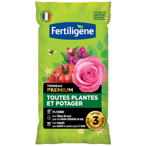 Premium potting soil for all plants and vegetable gardens, 0% peat