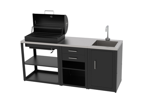 Ensemble de cuisine d'extérieurs composé de 3 modules avec tiroirs