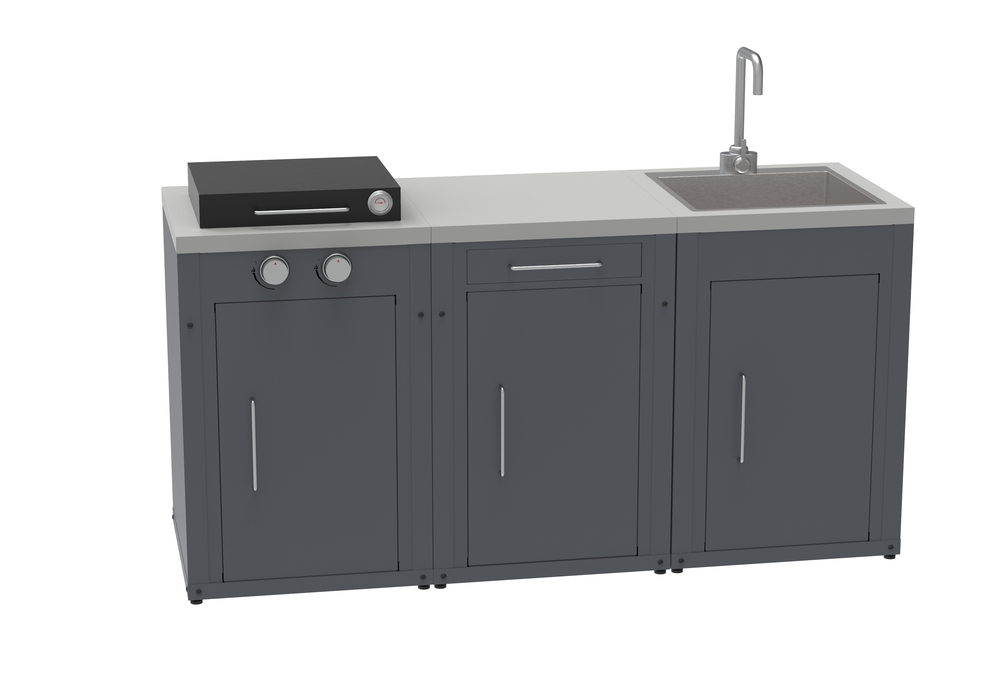 Ensemble de cuisine d'extérieur MOCA, composé de 3 modules avec armoire-tiroirs