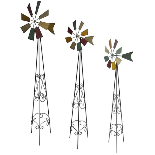 Set 3 moulins colorés 48x39x175cm