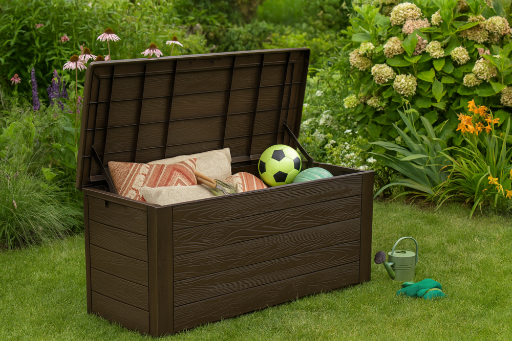 Malle de rangement 300 litres aspect bois