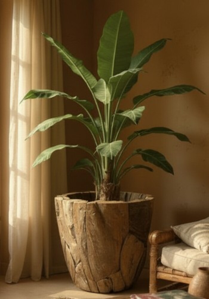 Cache pot en racine de teck - DecoIndo