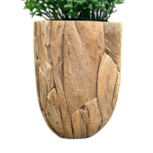Cache pot en racine de teck - DecoIndo