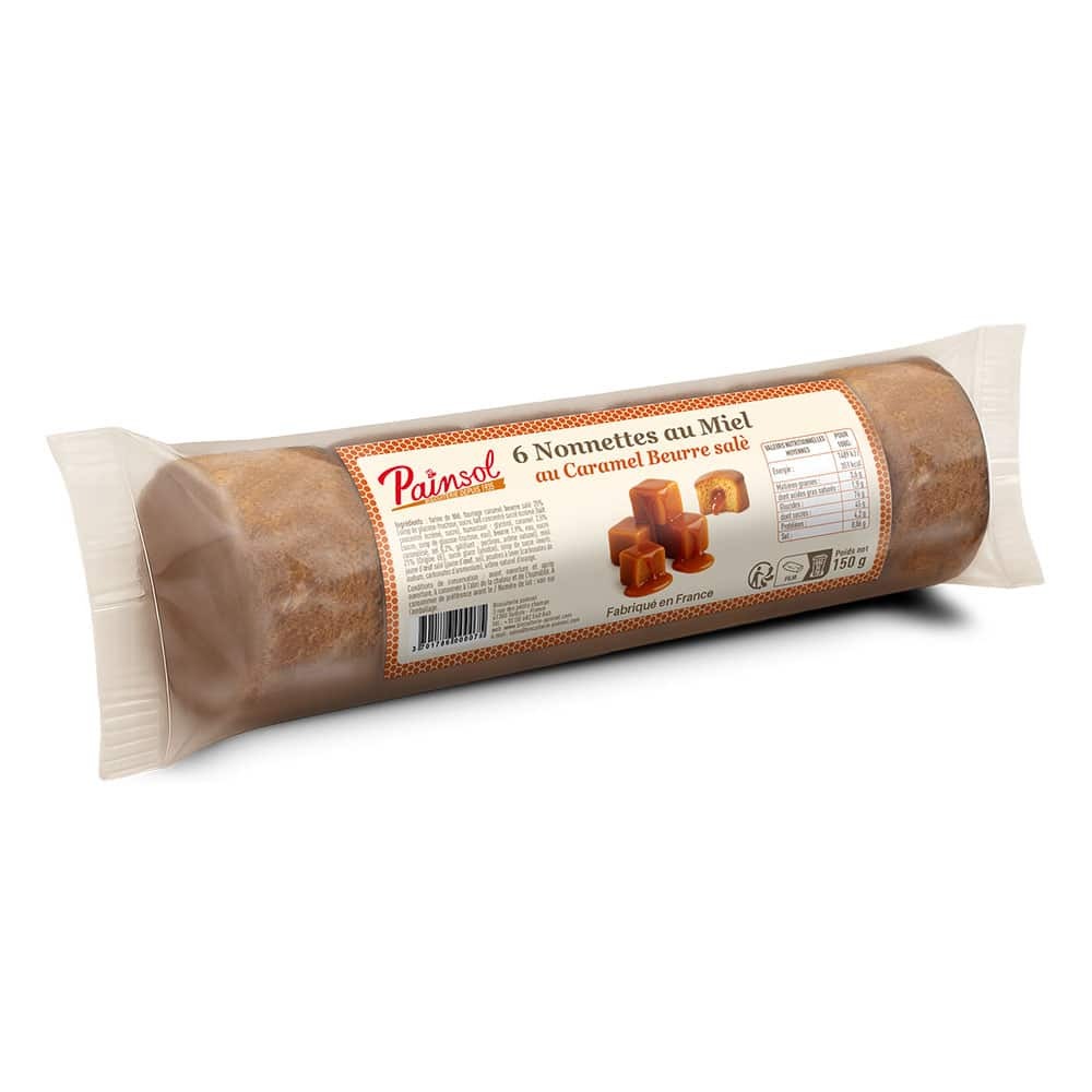 Nonnettes au miel fourrées caramel beurre salé – Rouleau de 6 – 150 g – PAINSOL
