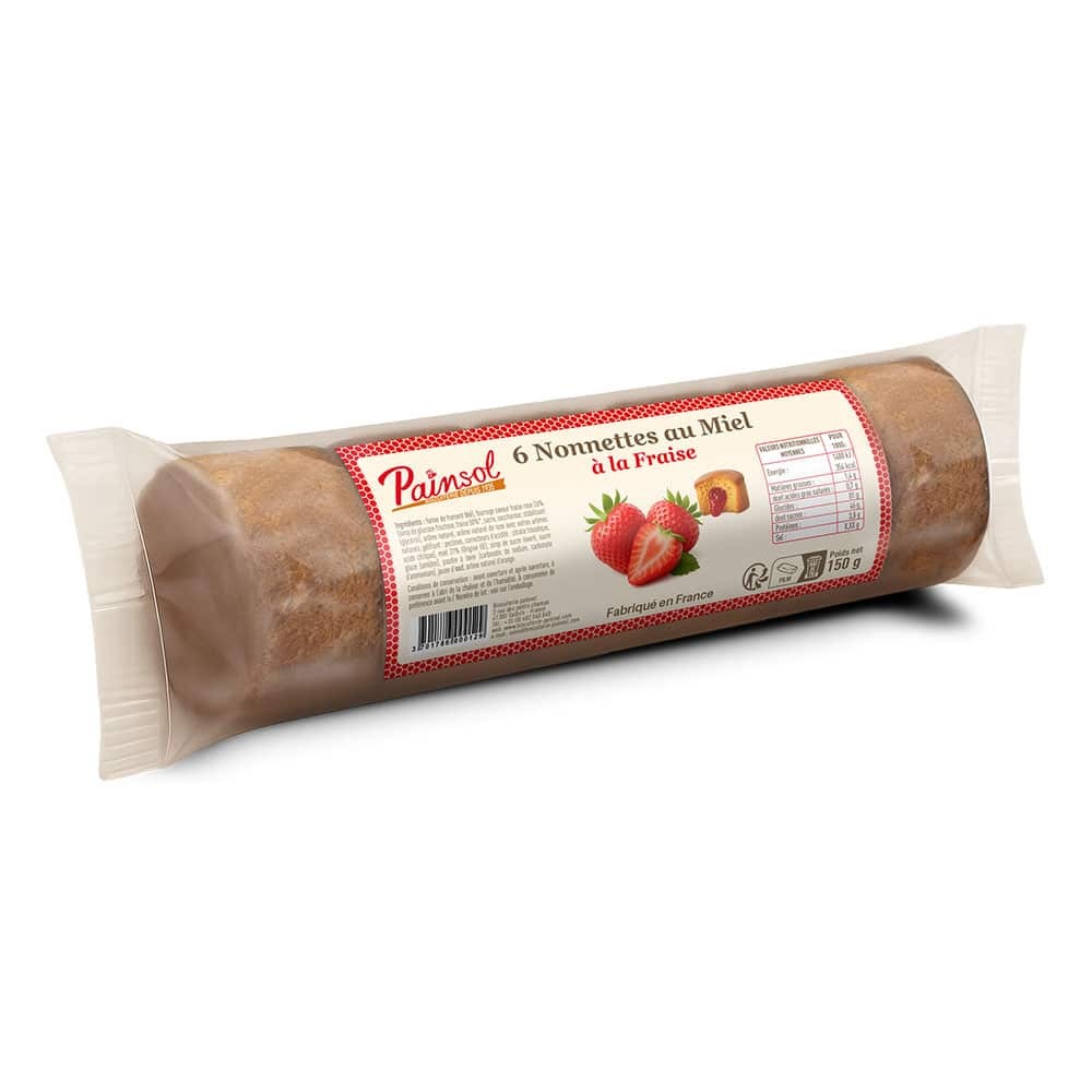 Nonnettes au miel fourrées fraise – Rouleau de 6 – 150 g – PAINSOL