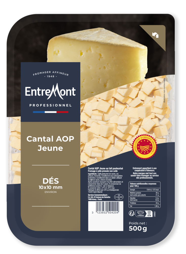 DES DE CANTAL AOP JEUNE 10X10MM 500G X 6