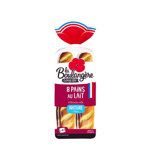 8 Pains au lait Nature Emballages individuels 280g La Boulangère Long life