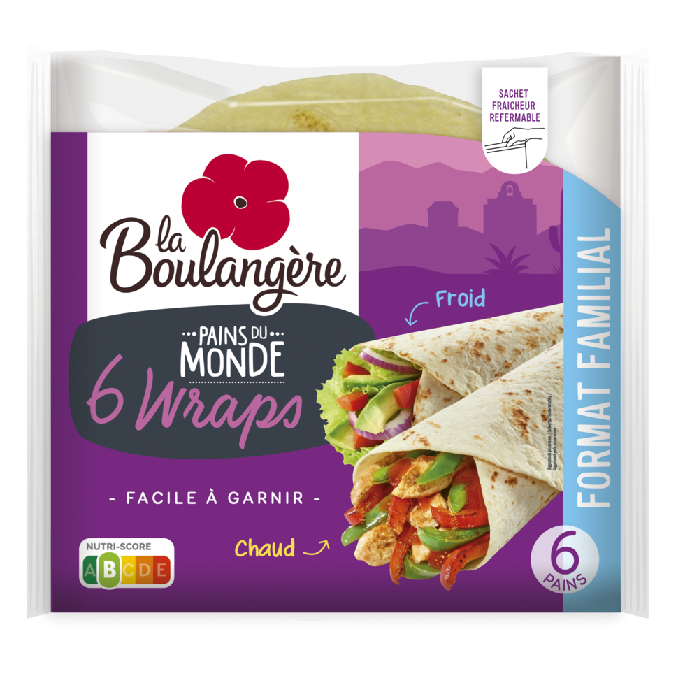 6 pains Wraps nature 370g La Boulangère
