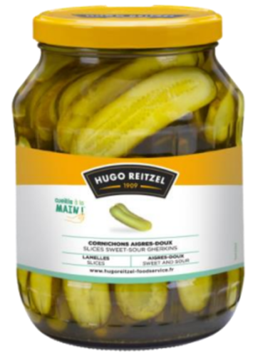 Cornichons aigres doux en lamelles " Bocal 170cl"