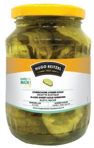 Cornichons aigres doux en rondelles recette Rustique " Bocal 170cl"