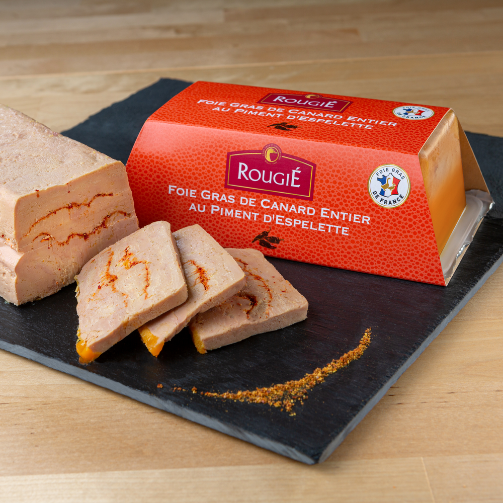 FOIE GRAS DE CANARD ENTIER AU PIMENT D'ESPELETTE