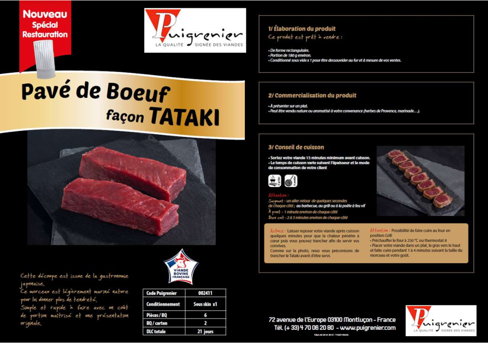 PAVE DE BOEUF MARINE FACON TATAKI 180G 