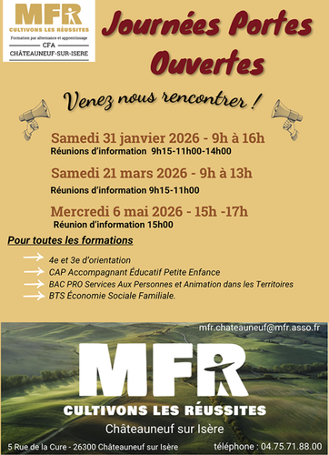 PORTES OUVERTES MFR CFA CHATEAUNEUF SUR ISERE