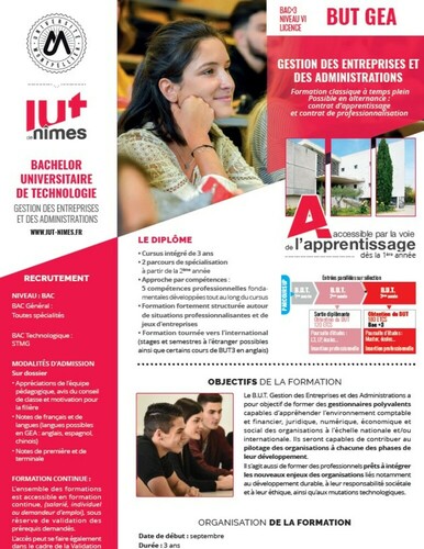 Plaquette du BUT GEA de l'IUT de Nîmes