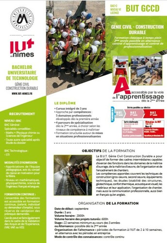 Plaquette du BUT GC-CD de l'IUT de Nîmes