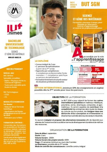Plaquette du BUT SGM de l'IUT de Nîmes