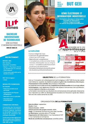 Plaquette du BUT GEII de l'IUT de Nîmes