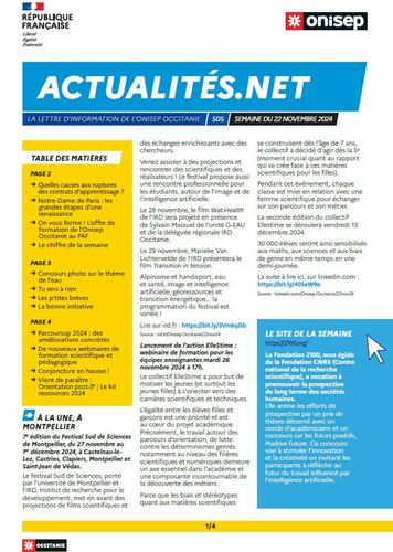 Actualités.net, la lettre d'information de l'Onisep Occitanie pour les pros