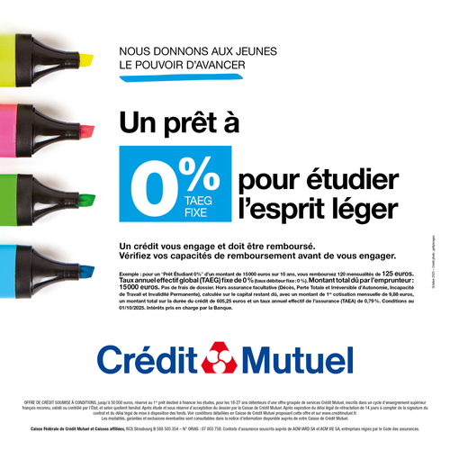 Prêt étudiant à 0%