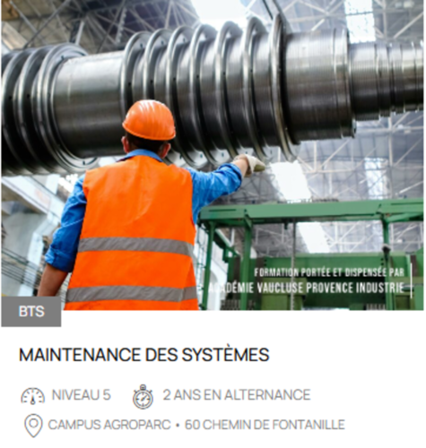 BTS Maintenance des systèmes Option A Systèmes de Production