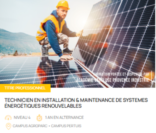TITRE PROFESSIONNEL TECHNICIEN EN INSTALLATION & MAINTENANCE DE SYSTEMES ÉNERGÉTIQUES RENOUVELABLES