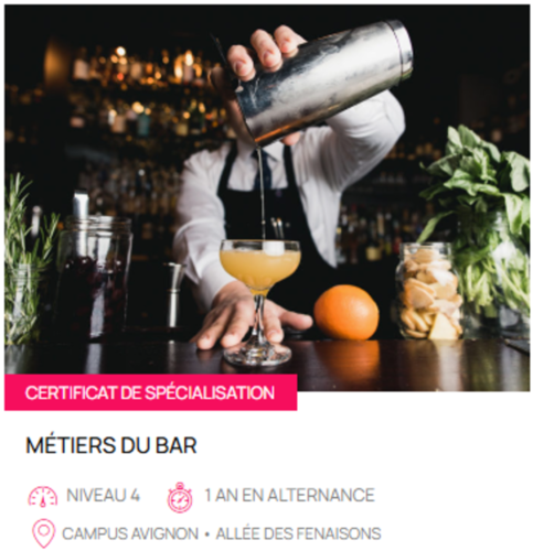 Certificat de spécialisation MÉTIERS DU BAR