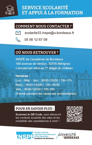 Contacts scolarité de l'INSPÉ de l'académie de Bordeaux