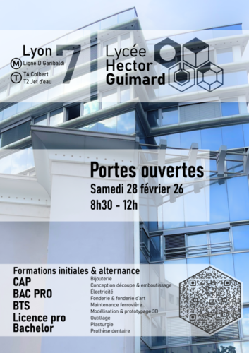 invitation Journées Portes Ouvertes du Lycée Hector Guimard Lyon le 28 02 2026