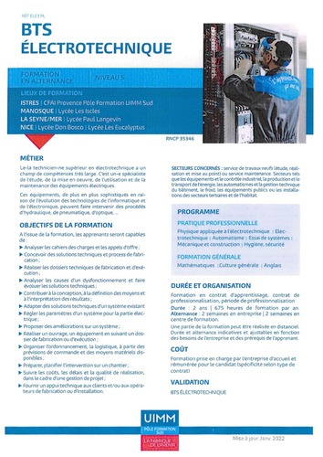 BTS ELECTROTECHNIQUE 