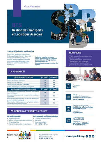 BTS GTLA – Gestion des Transports et Logistique Associée
