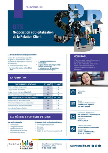 BTS NDRC – Négociation et Digitalisation de la Relation Client
