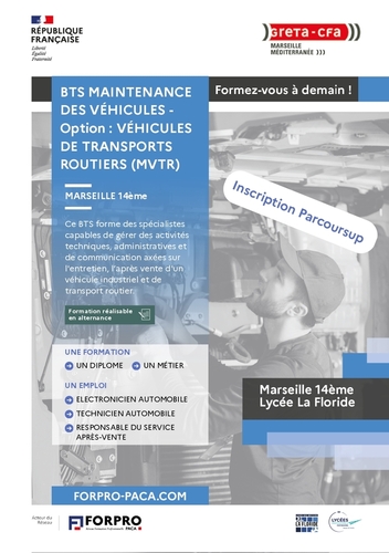 BTS MVTR MAINTENANCE DES VEHICULES DE TRANSPORT ROUTIER EN APPRENTISSAGE