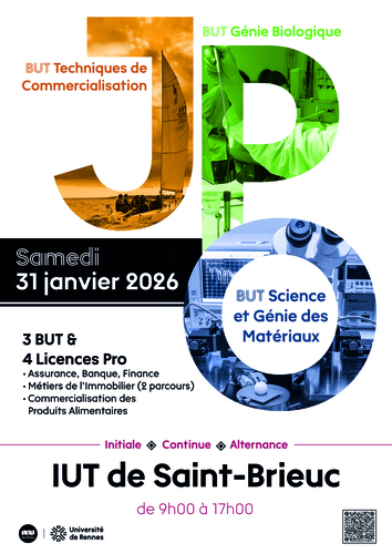 Journée Portes Ouvertes le Samedi 31 janvier 2026, à l'IUT de Saint-Brieuc
