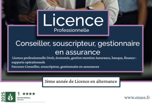 Conseiller, souscripteur, gestionnaire en assurance - Licence professionnelle en alternance