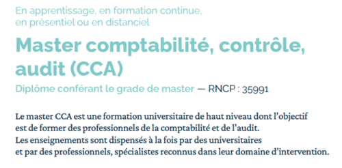 Comptabilité, contrôle et audit – Master