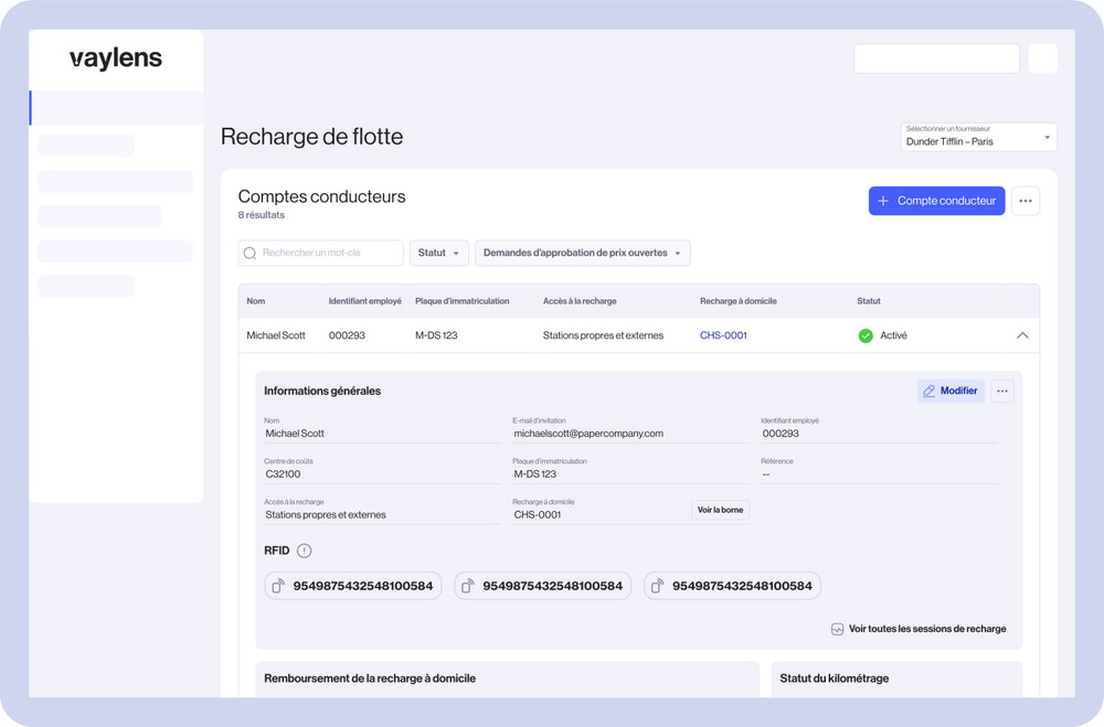 Recharge de flotte de VE