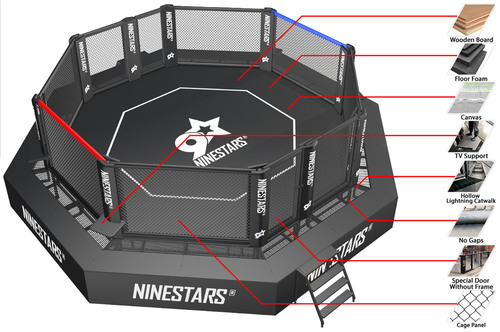 Cage MMA Compétition avec Side Walk Autoportée Renforcée - 100% Personnalisable | NineStars®