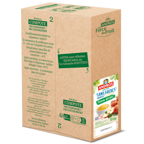 PURÉE POMME NATURE HVE SANS SUCRES AJOUTÉS ANDROS 1 x 10kg code 287469