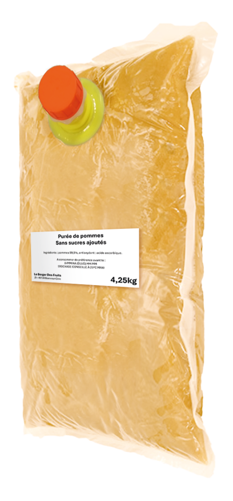 PUREE DE POMME SANS SUCRES AJOUTES HVE POCHE 4250g (EGALIM) CODE EPISAVEURS 324679