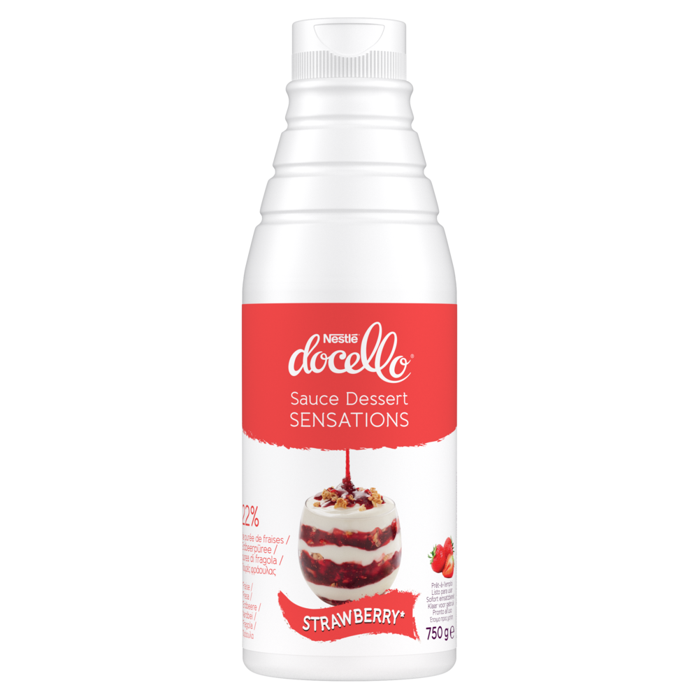 313499  DOCELLO® Sauce Sensations Fraise - Bouteille de 750 g
