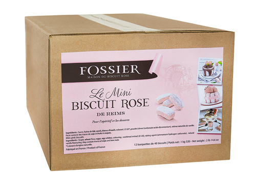 Mini Biscuit Rose de Reims Fossier - Colis de 12 barquettes de 40 mini biscuits