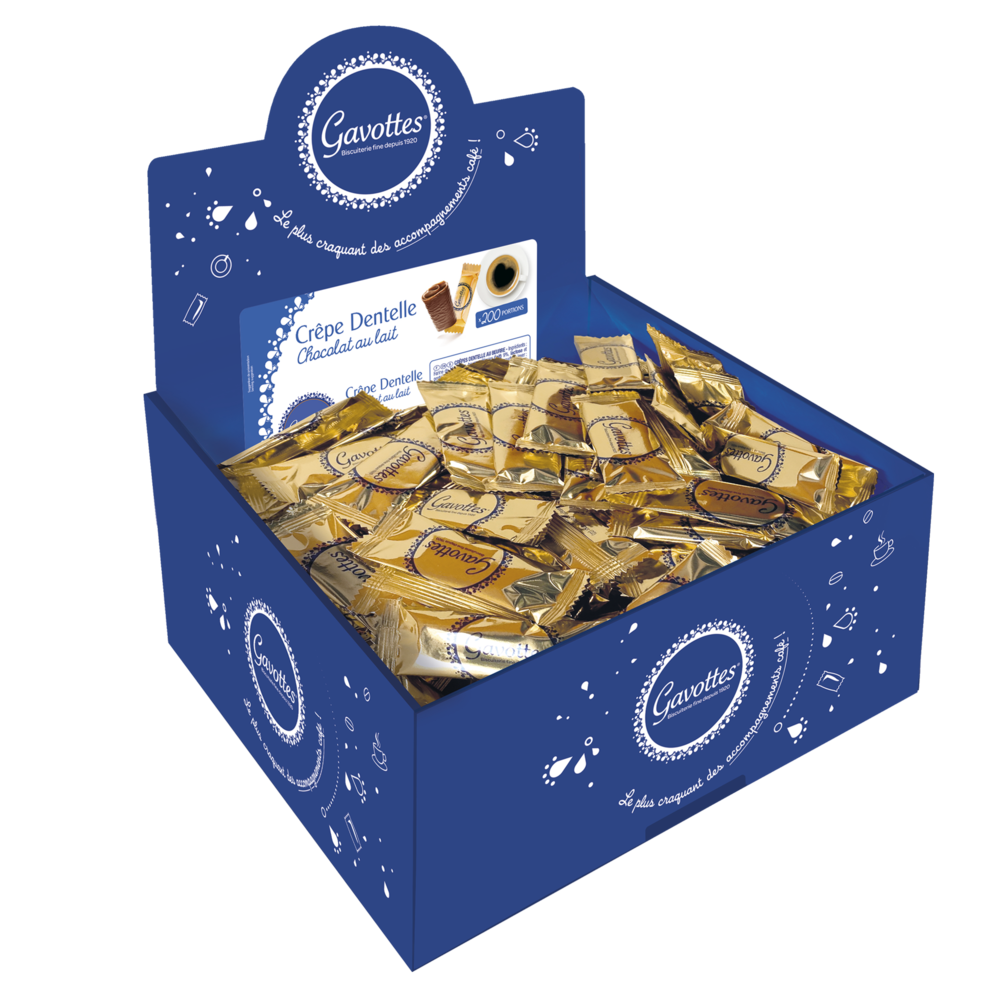 Carton vrac présentoir Crêpes Dentelle Gavottes® Chocolat au Lait - ~200 flowpacks