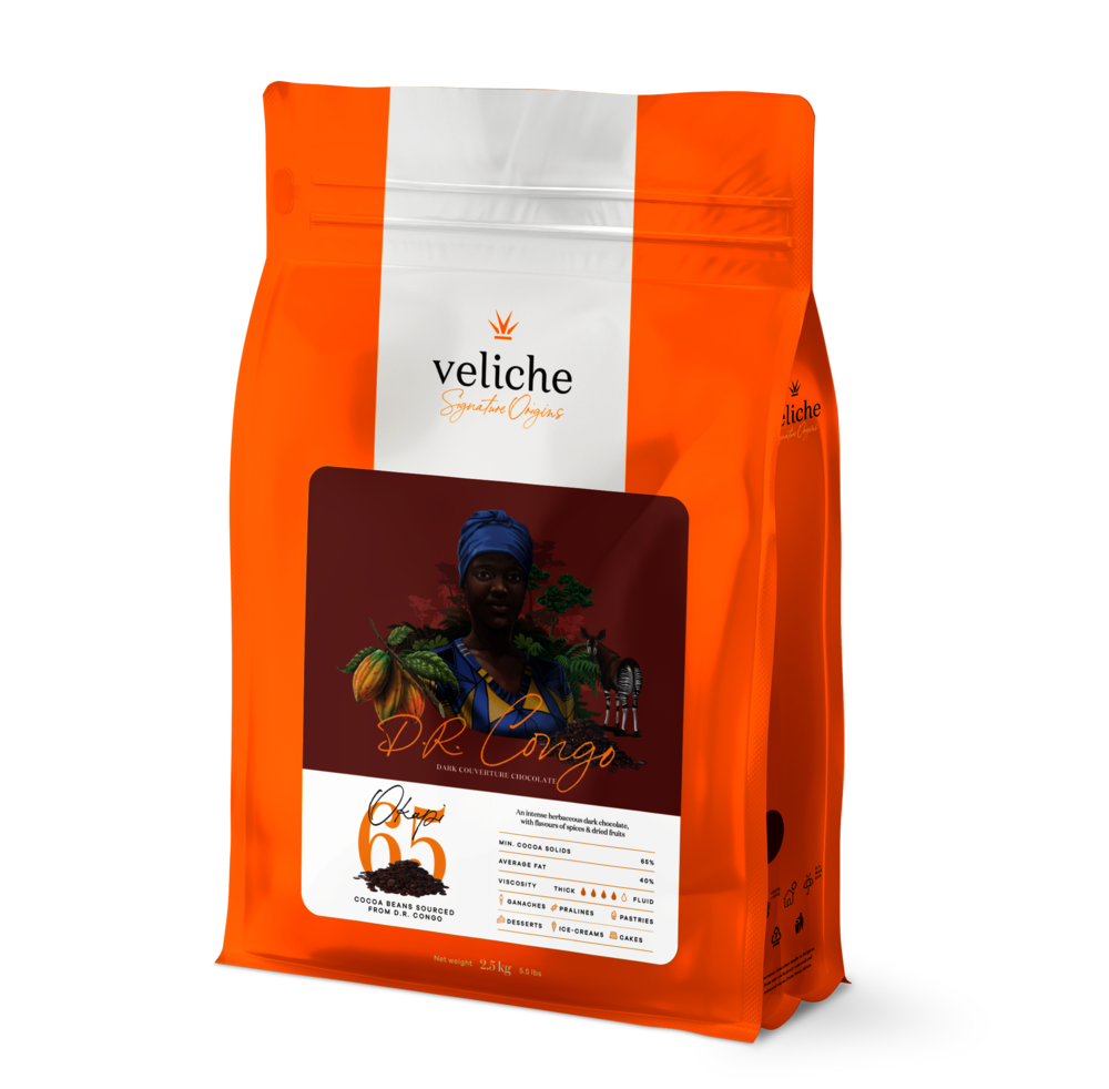 286051 Chocolat noir Okapi 65 en drops en sachet 2.5 kg VELICHE