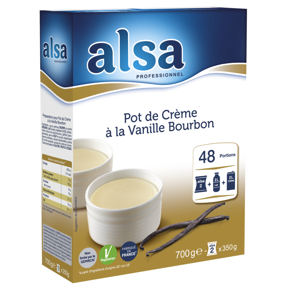 326042 Crème dessert à la vanille Bourbon en boîte 700 g ALSA