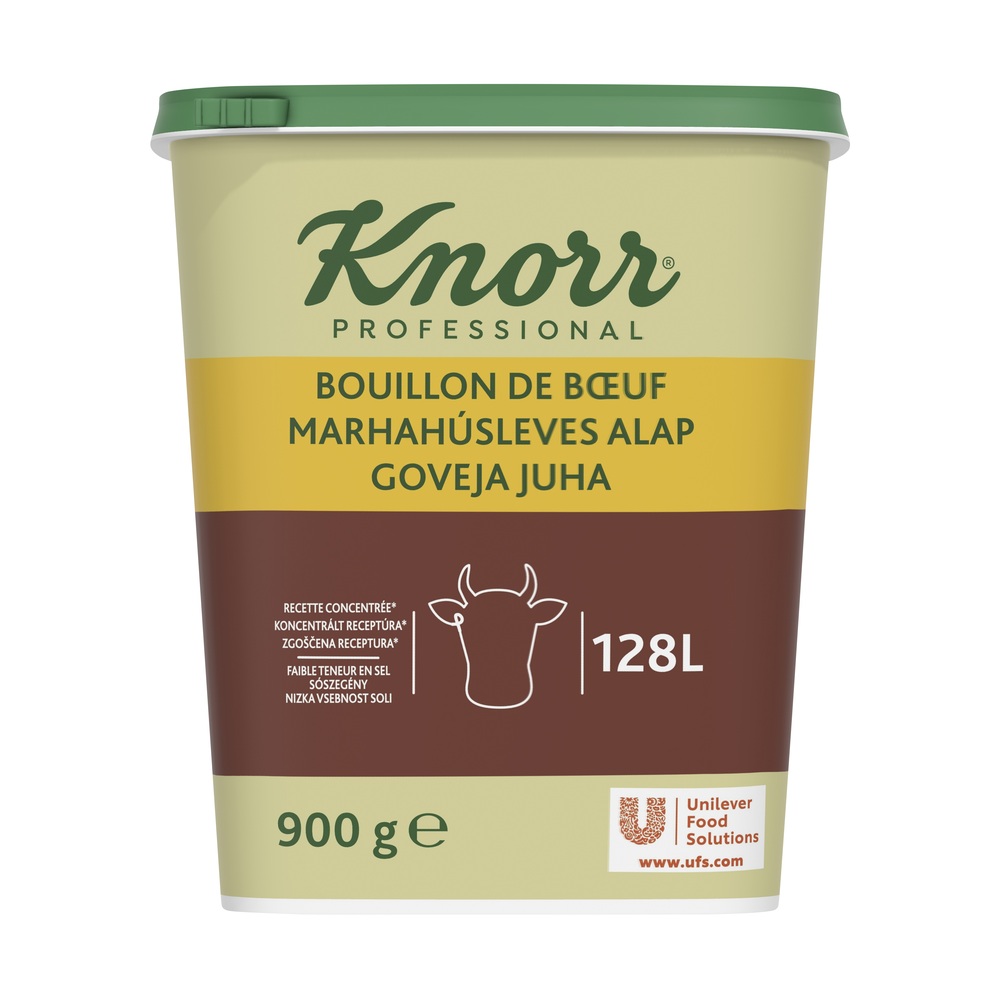 Knorr Bouillon de Bœuf concentré à faible teneur en sel 900g jusqu'à 129L