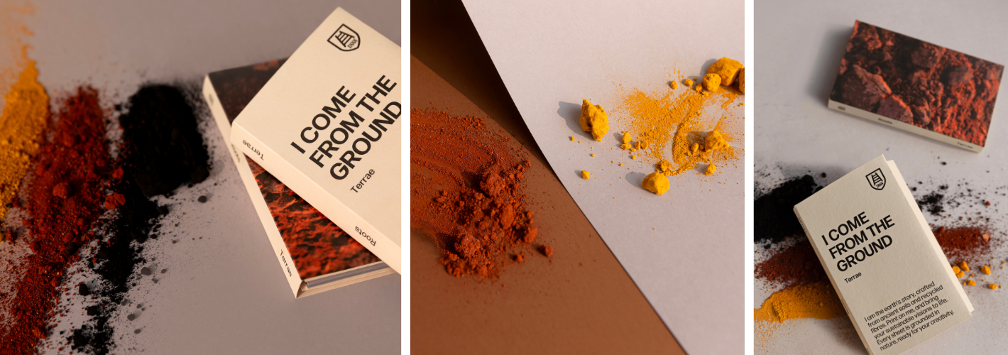 Céline Bertuzzi de Fedrigoni présente Terrae : le papier né de la terre pour un avenir durable.