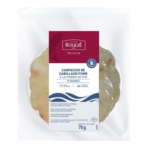 318068 CARPACCIO DE CABILLAUD FUME A LA POMME DE PIN MAISON ROUGIE